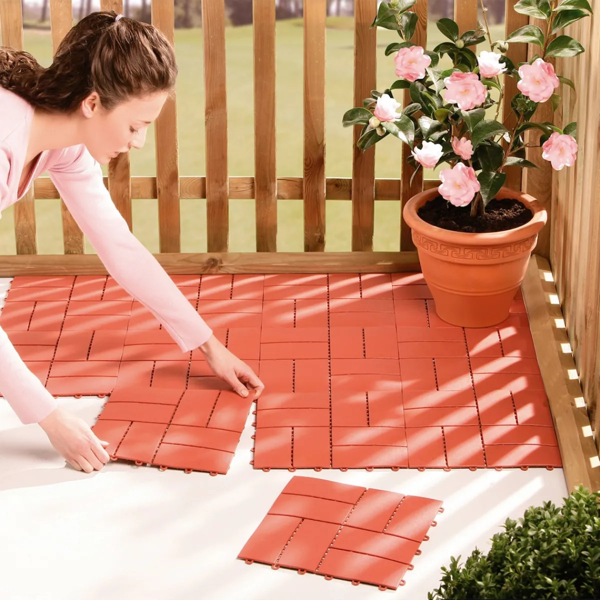 Die moderne Hausfrau Gartenplatten, 4 Stück terracotta