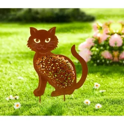 Gartendekoration ·Gartenstecker|Frühlingsdekoration|Die moderne Hausfrau Gartenstecker-Rost „Kätzchen“