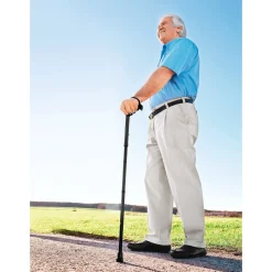 Die moderne Hausfrau Gehstock mit Derbygriff, faltbar, höhenverstellbar schwarz