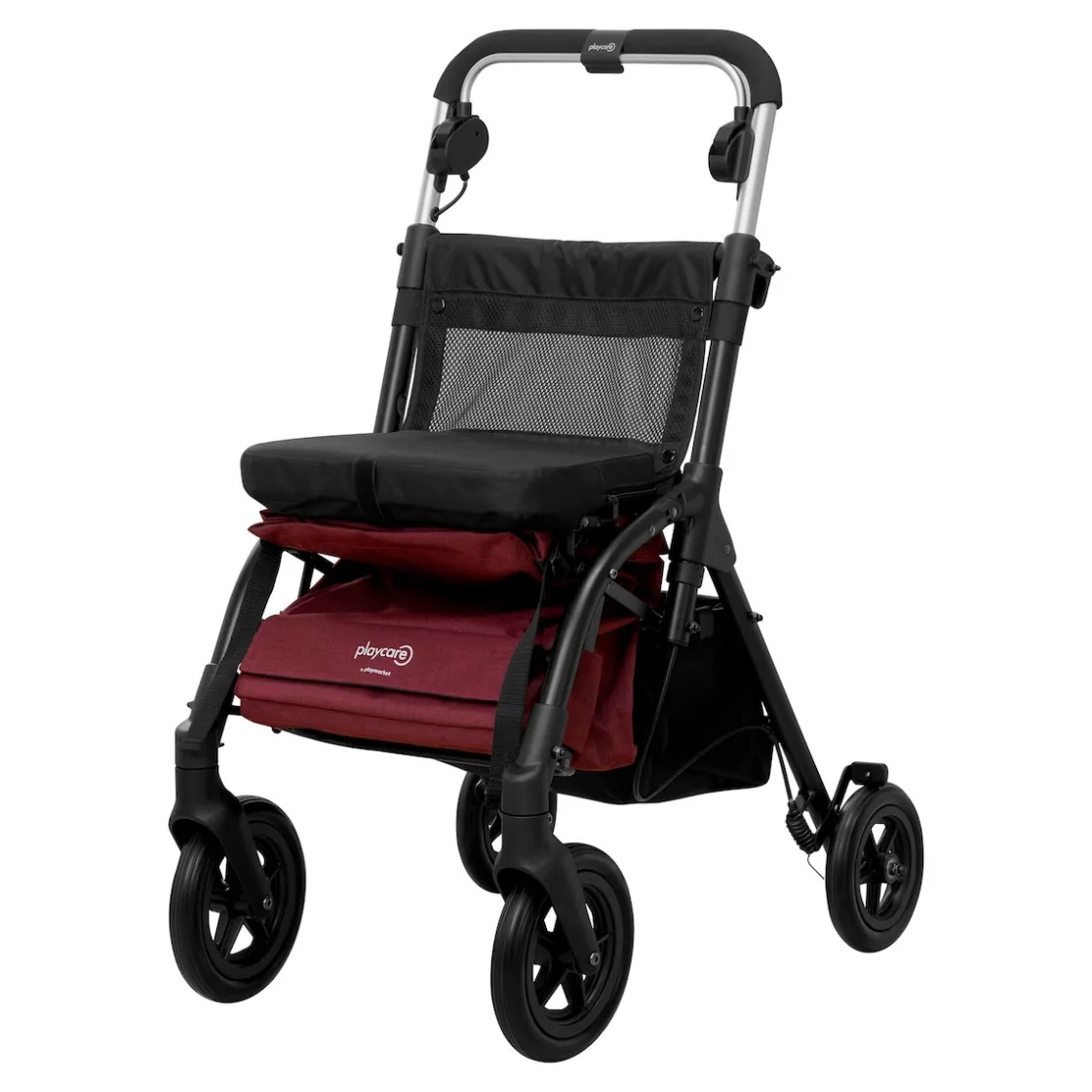 Rollatoren|Die moderne Hausfrau Gehwagen, Shopping Trolley R05 mit Tasche und Sitz dunkelrot