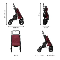 Rollatoren|Die moderne Hausfrau Gehwagen, Shopping Trolley R05 mit Tasche und Sitz dunkelrot