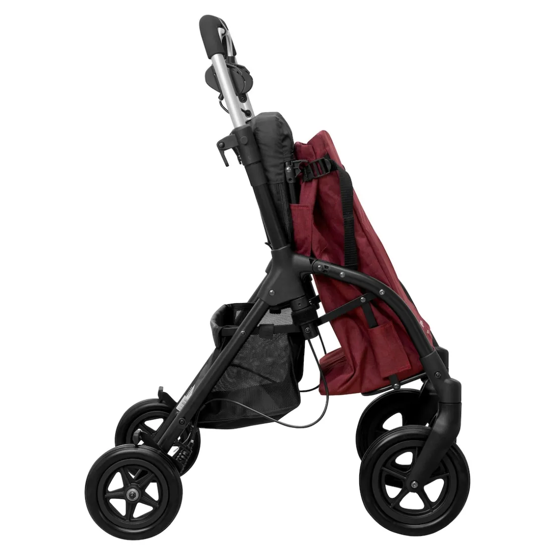 Rollatoren|Die moderne Hausfrau Gehwagen, Shopping Trolley R05 mit Tasche und Sitz dunkelrot