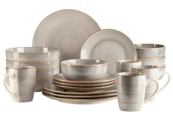 Geschirrsets|Die moderne Hausfrau Geschirr Set, Steinzeug Valmera Hellgrau