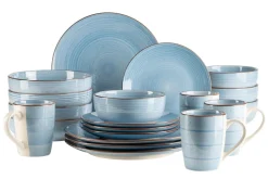 Geschirrsets|Die moderne Hausfrau Geschirr Set, Steinzeug Valmera Hellblau