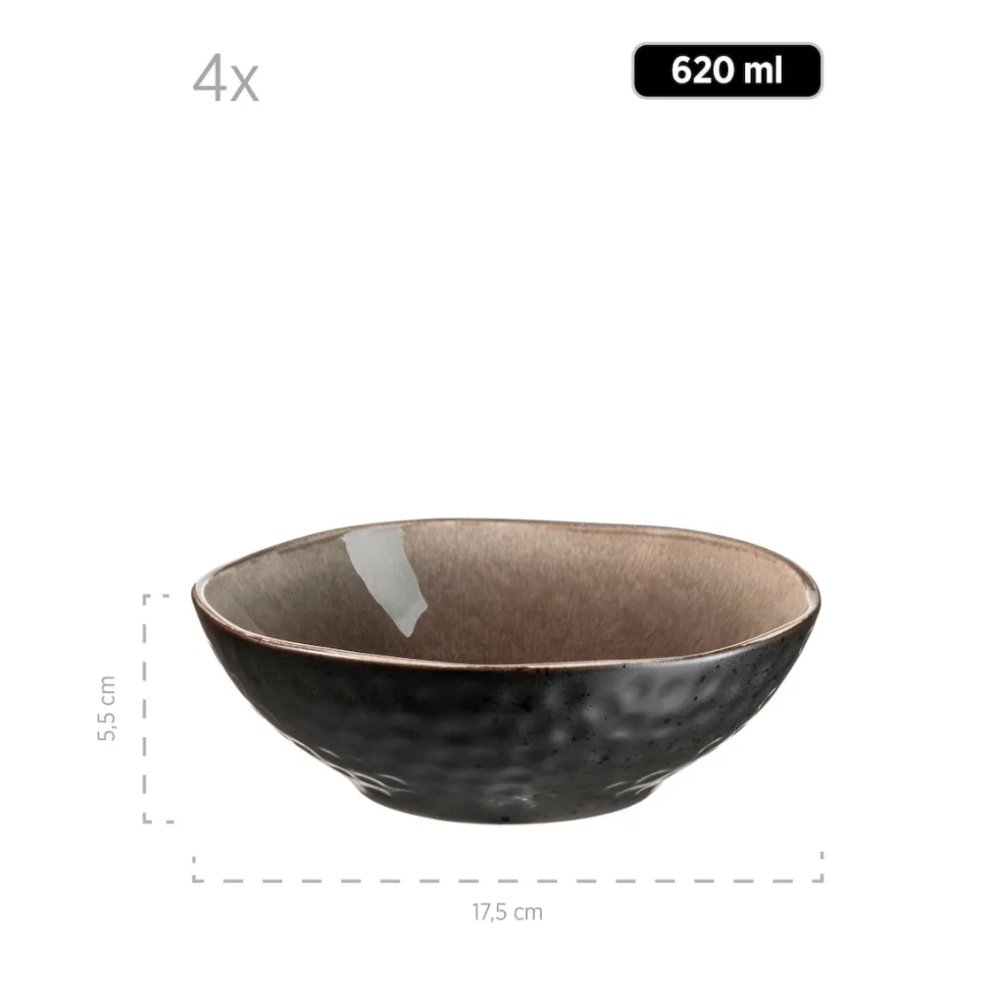 Geschirrsets|Die moderne Hausfrau Geschirr-Set, Keramik Niara Organic 4 x Speisteller, 4 x Dessertteller, 4 x Kaffeebecher, 4 x Müslischale