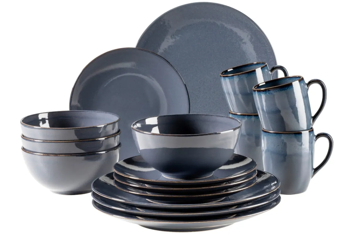 Die moderne Hausfrau Geschirr-Set, Keramik Ossia Sand, Hellblau