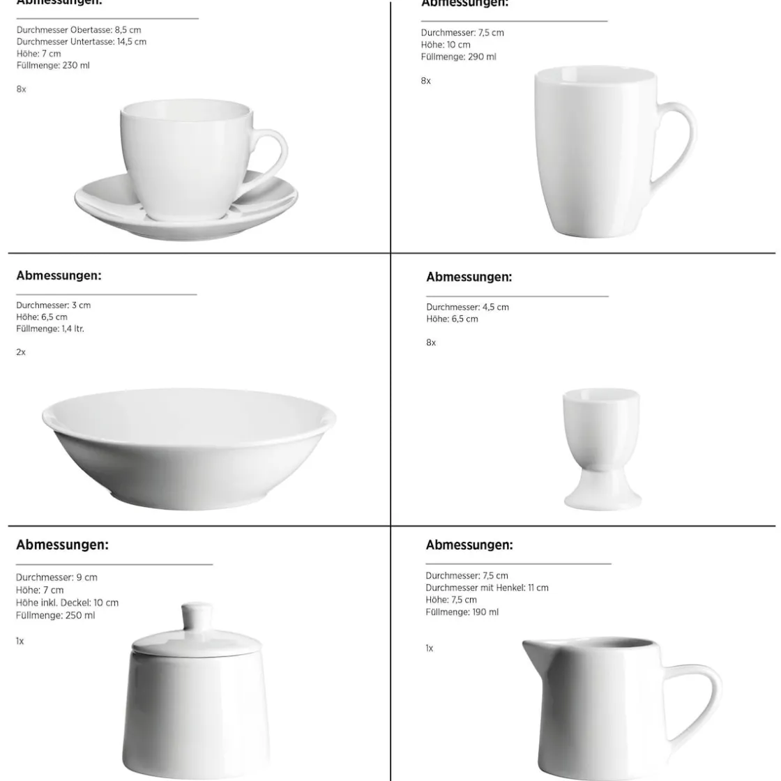 Geschirrsets|Die moderne Hausfrau Geschirr-Set, Porzellan Barca