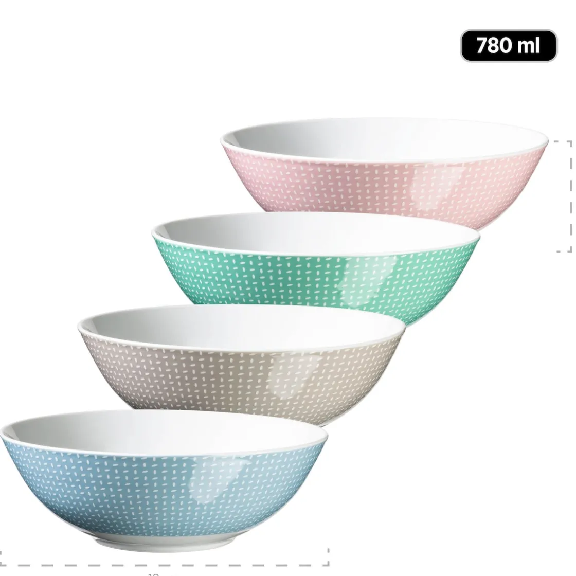 Geschirrsets|Die moderne Hausfrau Geschirr-Set, Porzellan Kitchen Time II Rosa, Blau, Grün, Beige