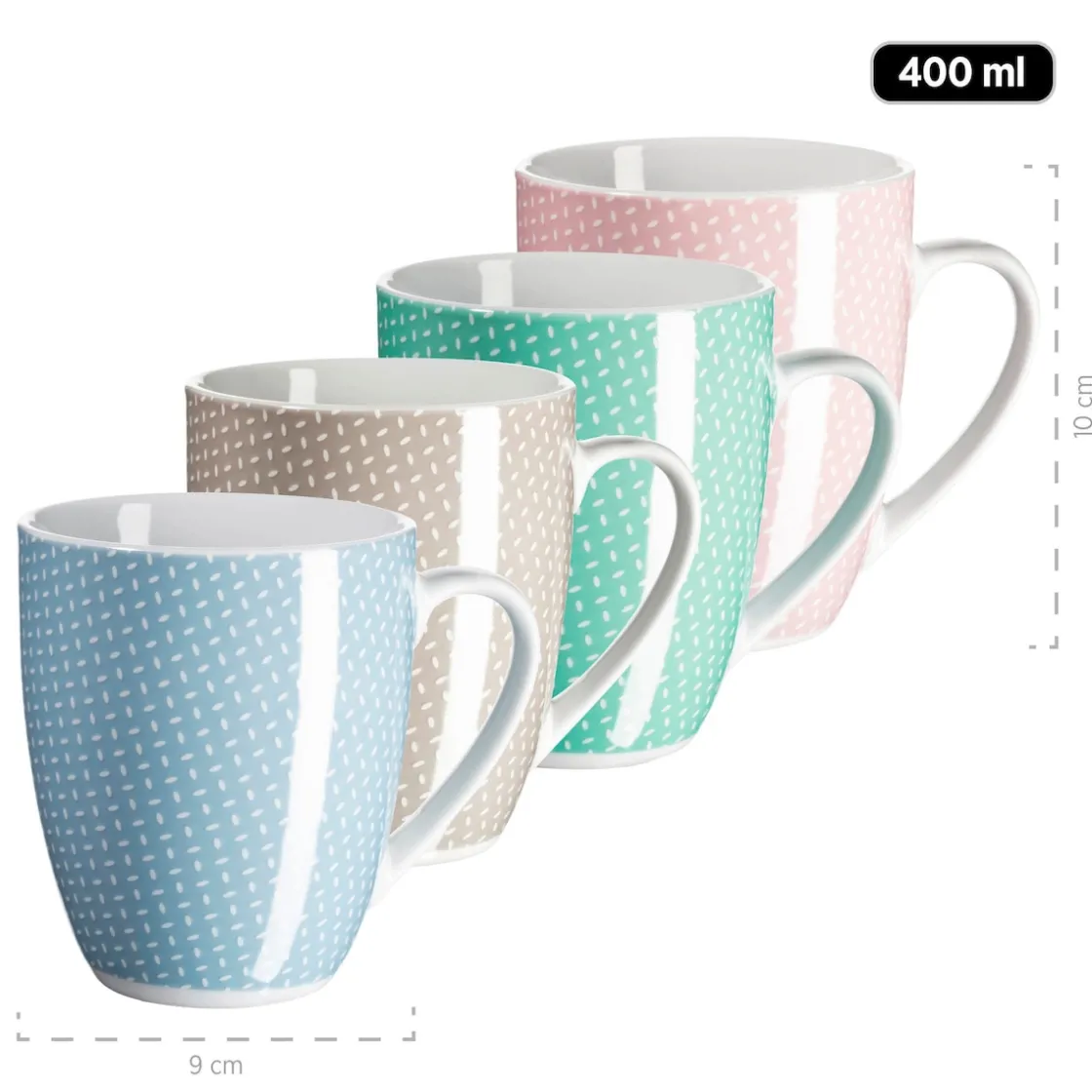 Geschirrsets|Die moderne Hausfrau Geschirr-Set, Porzellan Kitchen Time II Rosa, Blau, Grün, Beige