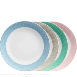 Geschirrsets|Die moderne Hausfrau Geschirr-Set, Porzellan Kitchen Time II Rosa, Blau, Grün, Beige