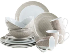 Geschirrsets|Die moderne Hausfrau Geschirr-Set, Porzellan Kitchen Time II Beige