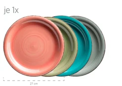 Geschirrsets|Die moderne Hausfrau Geschirr-Set, Steingut Lumaca Koralle /Grau /Grün /Blau