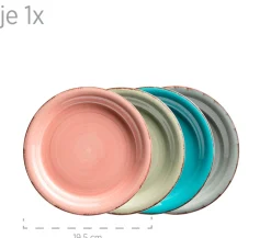 Geschirrsets|Die moderne Hausfrau Geschirr-Set, Steingut Lumaca Koralle /Grau /Grün /Blau