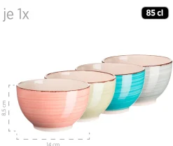 Geschirrsets|Die moderne Hausfrau Geschirr-Set, Steingut Lumaca Koralle /Grau /Grün /Blau