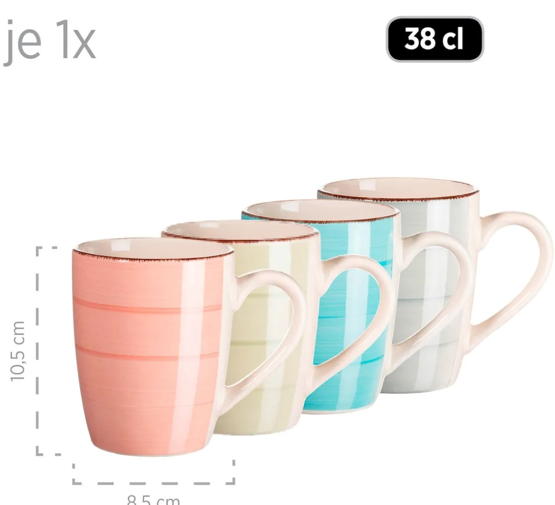 Geschirrsets|Die moderne Hausfrau Geschirr-Set, Steingut Lumaca Koralle /Grau /Grün /Blau