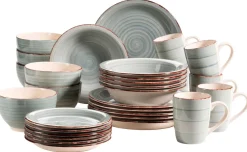 Geschirrsets|Die moderne Hausfrau Geschirr-Set, Steingut Lumaca Rauchblau