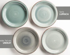 Geschirrsets|Die moderne Hausfrau Geschirr-Set, Steingut Lumaca Rauchblau