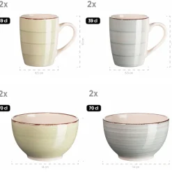 Geschirrsets|Die moderne Hausfrau Geschirr-Set, Steingut Lumaca Rauchblau / Olivgrün