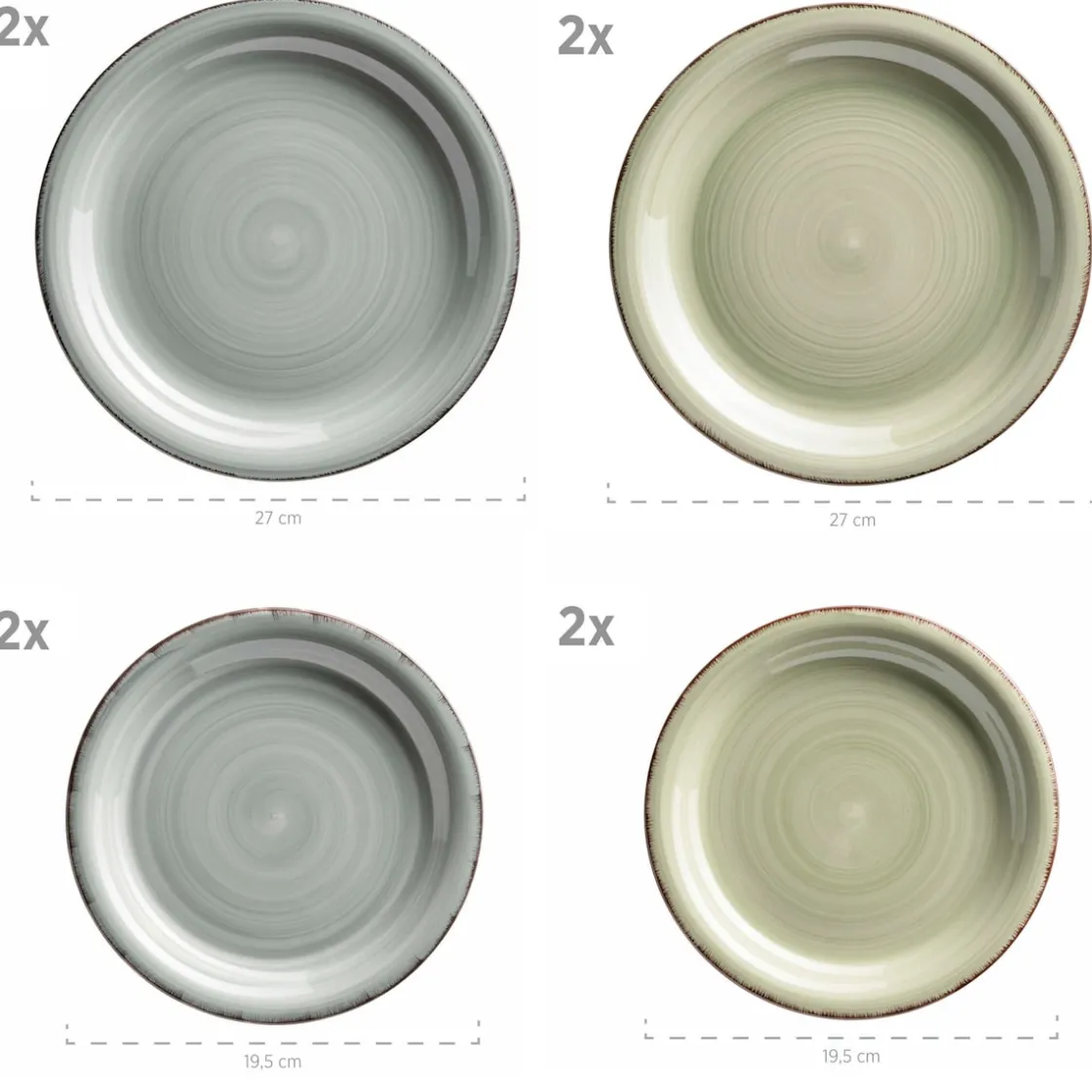 Geschirrsets|Die moderne Hausfrau Geschirr-Set, Steingut Lumaca Rauchblau / Olivgrün