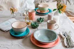 Geschirrsets|Die moderne Hausfrau Geschirr-Set, Steingut Lumaca Blau /Hellblau /Rosa/Grün