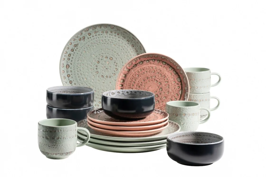 Geschirrsets|Die moderne Hausfrau Geschirr-Set, Steingut Spicy Market Grün