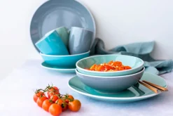 Geschirrsets|Die moderne Hausfrau Geschirr-Set, Steinzeug Elissa Türkis