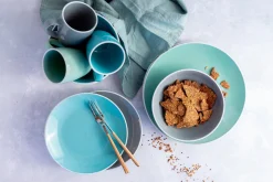 Geschirrsets|Die moderne Hausfrau Geschirr-Set, Steinzeug Elissa Türkis