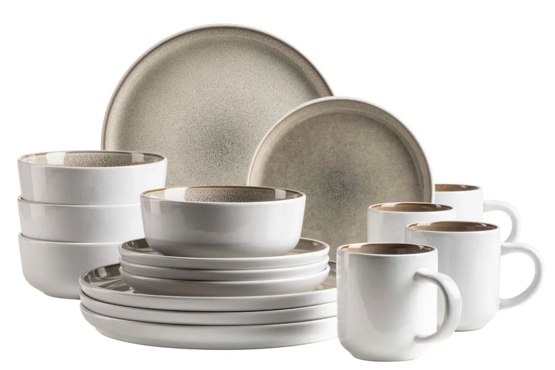 Geschirrsets|Die moderne Hausfrau Geschirrset, Steinzeug Lunaria Braun