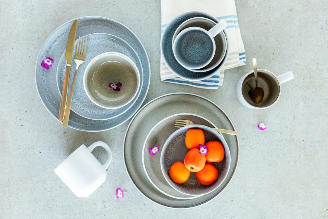 Geschirrsets|Die moderne Hausfrau Geschirrset, Steinzeug Lunaria Braun
