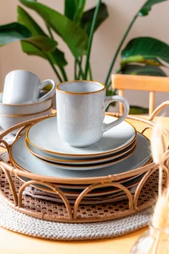 Geschirrsets|Die moderne Hausfrau Geschirrset, Steinzeug Mabella 4 x Speisteller, 4 x Suppenteller, 4 x Dessertteller, 4 x Müslischüssel, 4 x Kaffeebecher