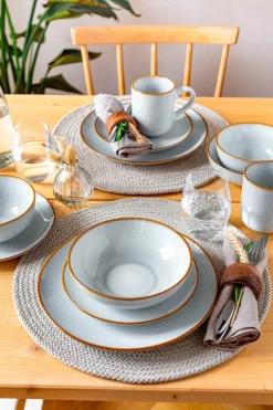 Geschirrsets|Die moderne Hausfrau Geschirrset, Steinzeug Mabella 4 x Speisteller, 4 x Suppenteller, 4 x Dessertteller, 4 x Müslischüssel, 4 x Kaffeebecher