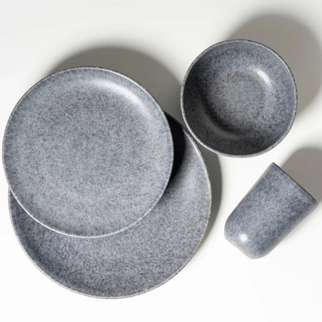 Geschirrsets|Die moderne Hausfrau Geschirr-Set, Steinzeug Moos'N'Stein Grau