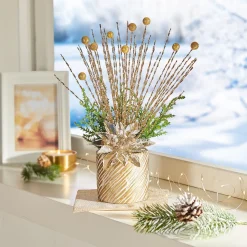 Weihnachtsdekoration·Adventskränze & Gestecke|Die moderne Hausfrau Gesteck „Gold-Explosion“