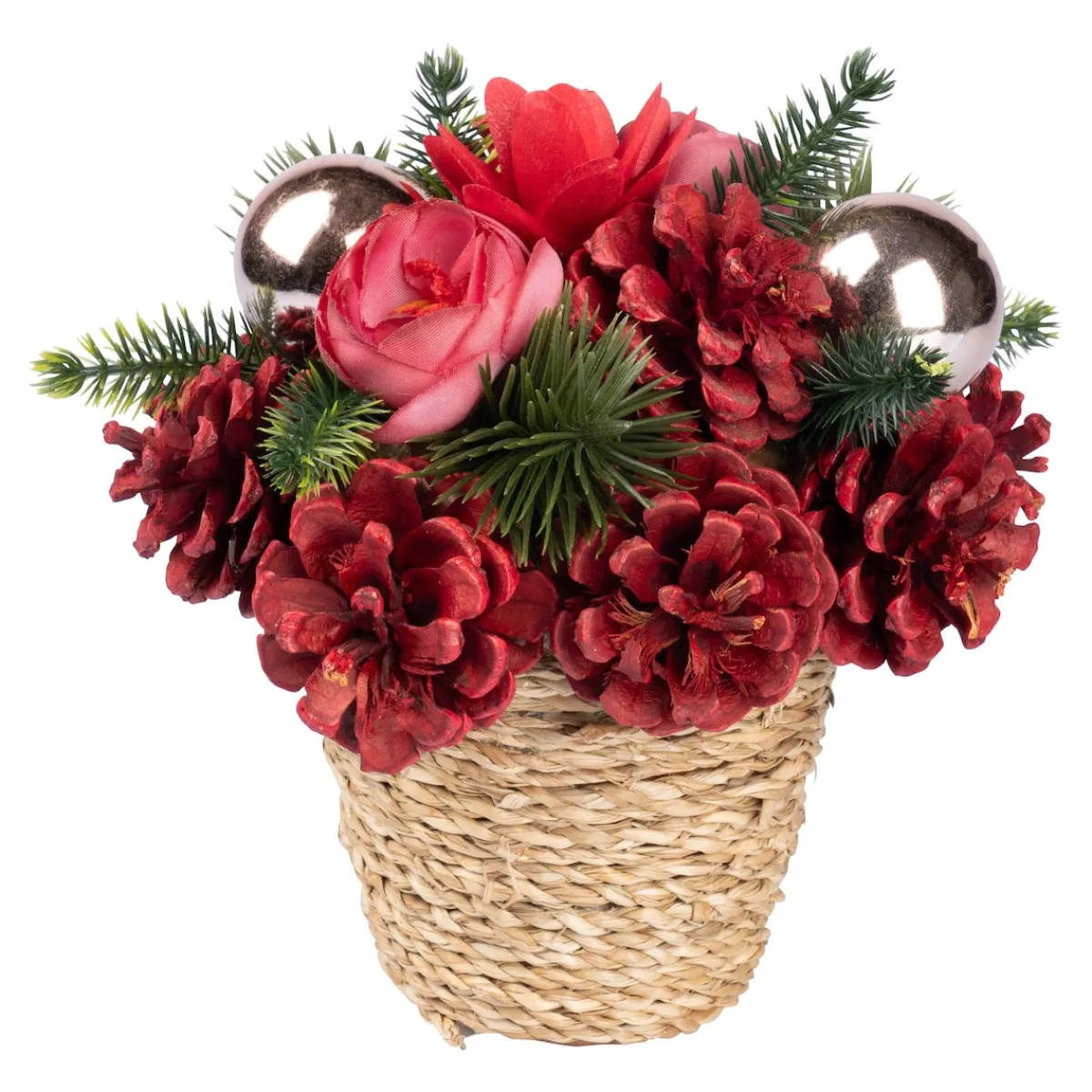 Die moderne Hausfrau Gesteck „Rote Zapfen“