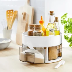 Gewürzregale|Schränke & Regale·Gewürzregale|Die moderne Hausfrau Gewürzregal "Rondell", drehbar mit 4 Schubladen + Gratis 4 Portionierlöffel