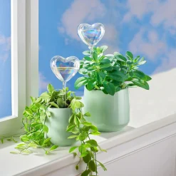 Gartenbewässerung|Die moderne Hausfrau Glas-Bewässerungshilfe „Herz“, 4 Stück