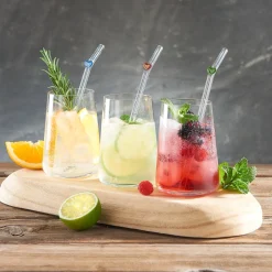 Strohhalme|Die moderne Hausfrau Glas-Strohhalme „Herzen“, 6 Stück