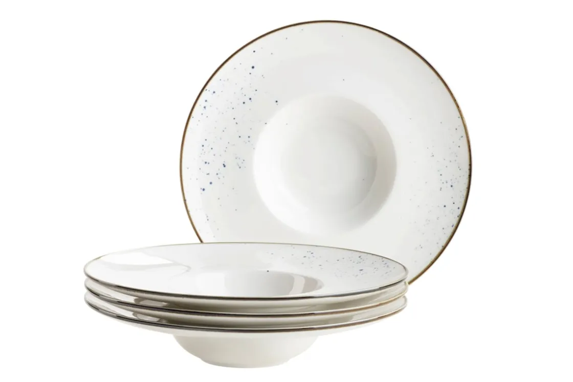 Geschirrsets|Die moderne Hausfrau Gourmetteller Set, Porzellan Pintar Beige / Blau