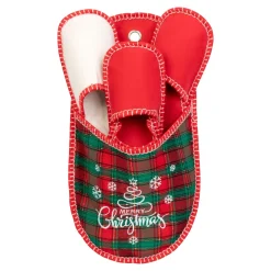 Hausschuhe|Hausschuhe|Die moderne Hausfrau Gästehausschuh-Set „Weihnachten“, 3 Paar