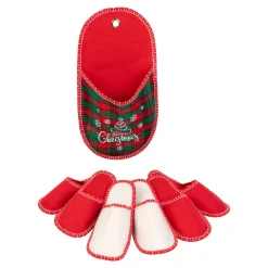 Hausschuhe|Hausschuhe|Die moderne Hausfrau Gästehausschuh-Set „Weihnachten“, 3 Paar