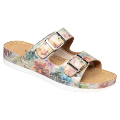 Pantoletten|Clogs & Pantoletten|Die moderne Hausfrau Hallux-Klett-Pantolette „Helga“ beige