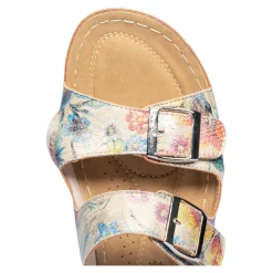 Pantoletten|Clogs & Pantoletten|Die moderne Hausfrau Hallux-Klett-Pantolette „Helga“ beige