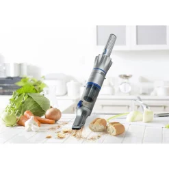 Staubsauger|Die moderne Hausfrau Hand und Bodenstaubsauger 