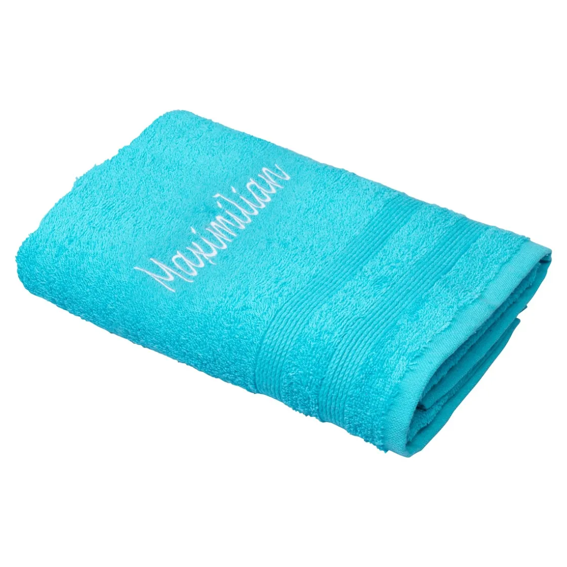 Mitbringsel|Die moderne Hausfrau Handtuch personalisiert mit Namen, 50x100 cm, 100% Baumwolle türkis