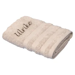 Mitbringsel|Die moderne Hausfrau Handtuch personalisiert mit Namen, 50x100 cm, 100% Baumwolle beige