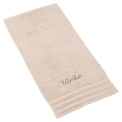 Mitbringsel|Die moderne Hausfrau Handtuch personalisiert mit Namen, 50x100 cm, 100% Baumwolle beige