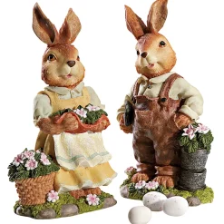 Dekofiguren|Osterdekoration|Die moderne Hausfrau Hasenpaar