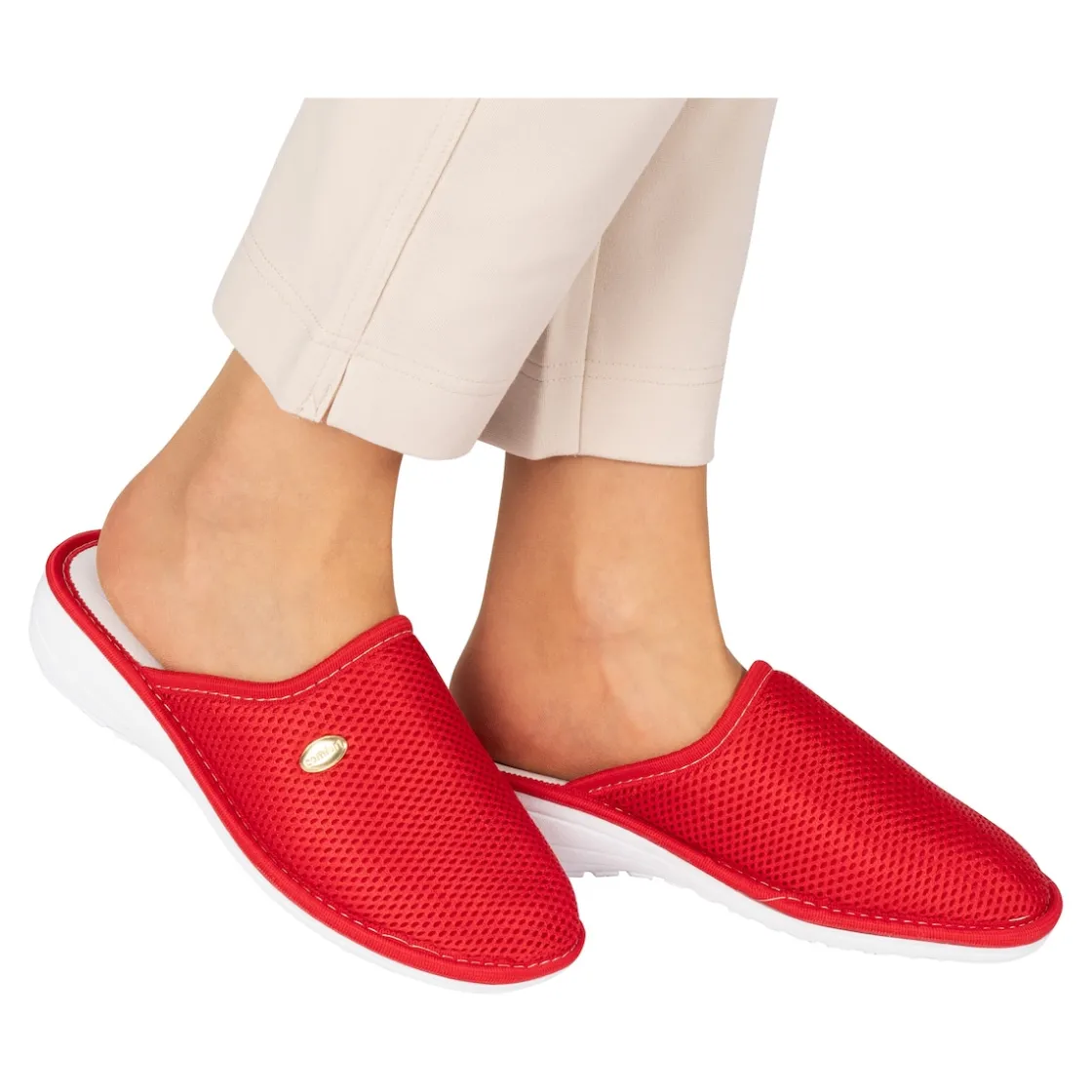 Hausschuhe|Die moderne Hausfrau Hausclog Livorno rot