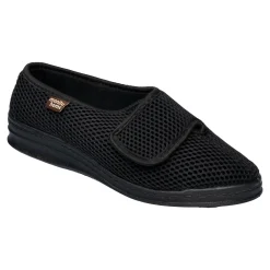 Hausschuhe|Die moderne Hausfrau Hausschuh mit Klettverschluss "Komfort" schwarz