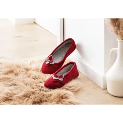 Hausschuhe|Die moderne Hausfrau ﻿Hausschuh-Ballerina „Bärbel“ rot